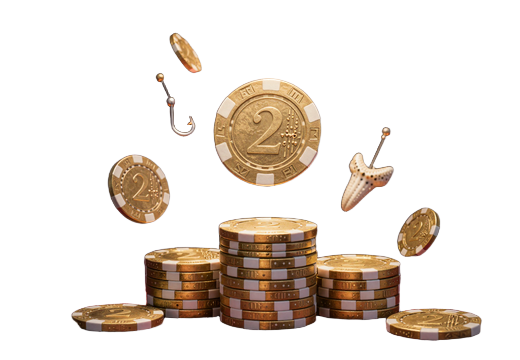 Goldene Poker-Chips mit Nummer 2 f&uuml;r die zweite Einzahlung im Willkommensbonus