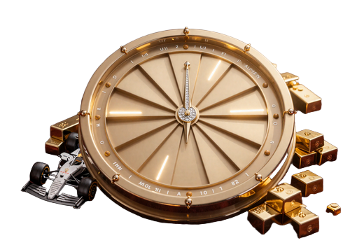 Goldenes VIP-Gl&uuml;cksrad mit Diamantenzeiger und Premium-Preisen