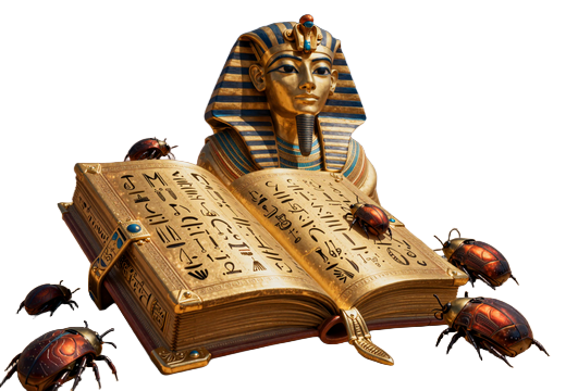 &Auml;gyptisches Goldenes Buch und Pharao-Maske aus dem Slot Book of Dead von Play'n GO