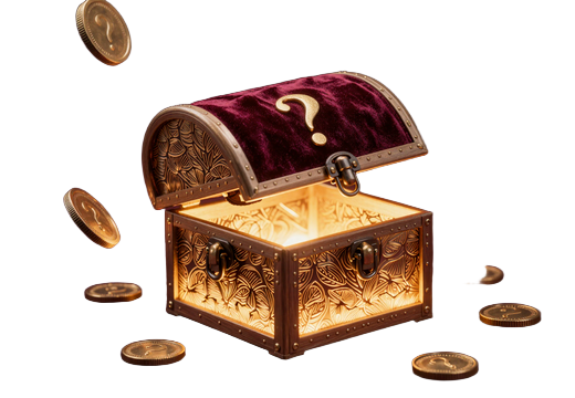 Leuchtende Mystery-Box mit Fragezeichen aus der SlotLounge Lucky-Box-Aktion